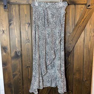 Nanette Lepore Animal Print Wrap Around Ruffled Skirt